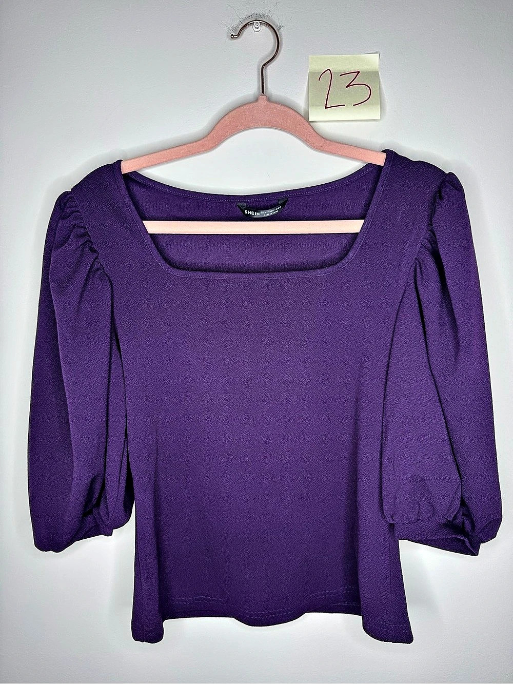 SHEIN Purple Puff Sleeve Blouse Like New size large